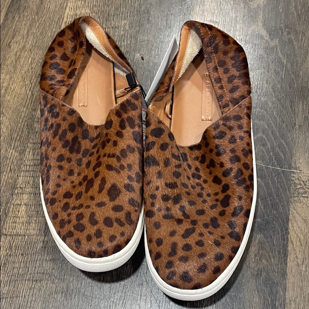 Zara Brown Leopard Print Leather Slip-Ons